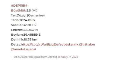 Son Dakika Osmaniye'de Deprem!