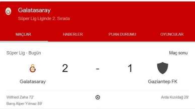 Galatasaray Gaziantep Maçı Galatasaray Lehine 2-1 Bitti